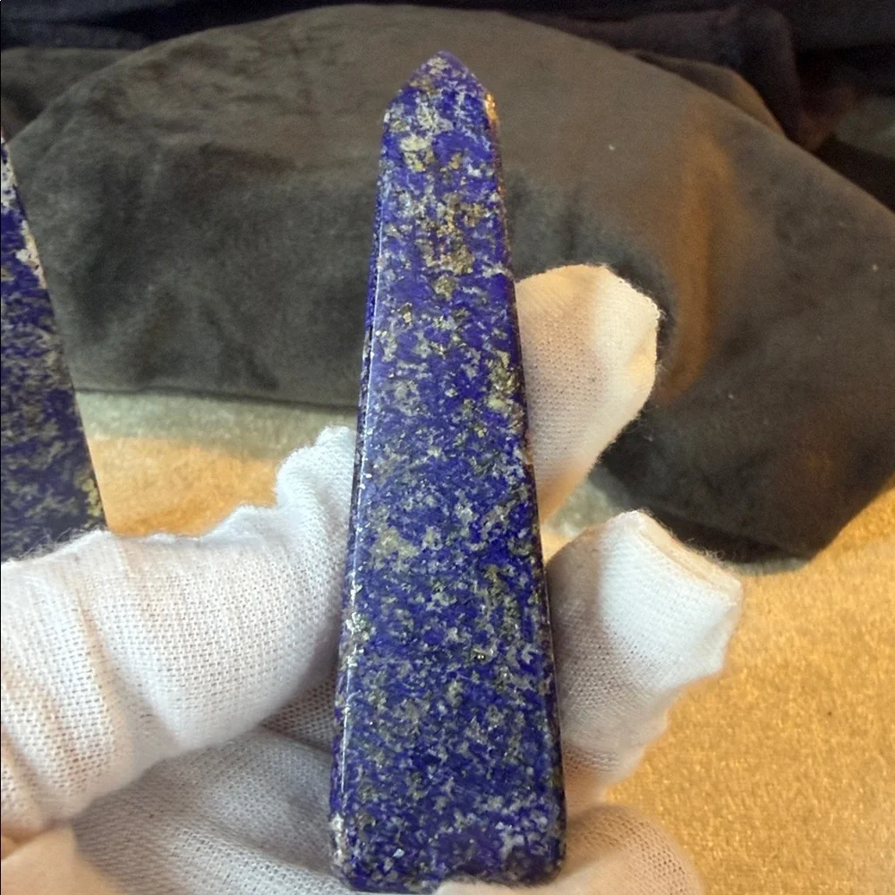 Bundle of 2 Earth Mined Polished Lapis Lazuli Points 3”-3.75” - Picture 10 of 11